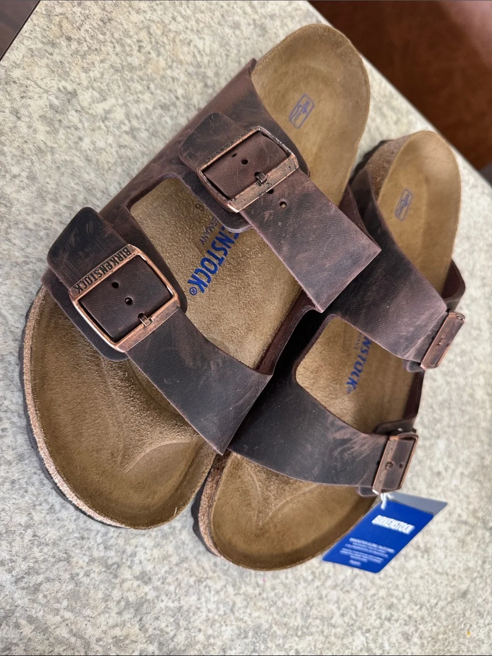 Birkenstock Men’s Arizona Soft Footbed Two-Strap Sandals in Brown - Size 44/M11 - Picture 3 of 7